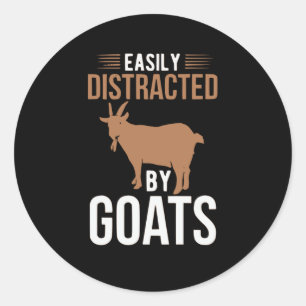 Sticker Rond Facilement distrait par les chèvres