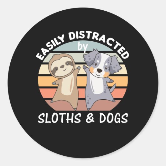 Sticker Rond Facilement Distrait Par Les Fentes Et Les Chiens (Devant)