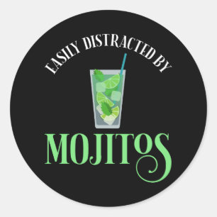 Sticker Rond Facilement Distrait Par Les Mojitos