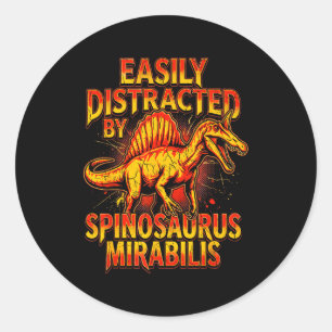 Sticker Rond Facilement distrait par spinosaurus mirabilis rétr