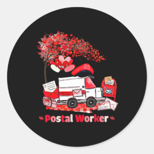 Sticker Rond Facteur Saint-Valentin Camion postal Facteur