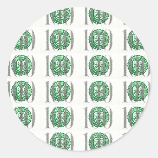 Sticker Rond Facture de cent dollars (Devant)