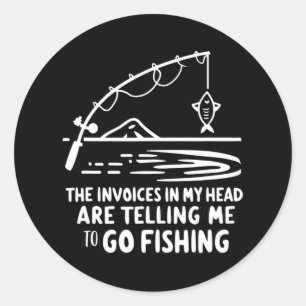 Sticker Rond Factures Dans Ma Tête Pêche Drôle Comptabilité Cpa