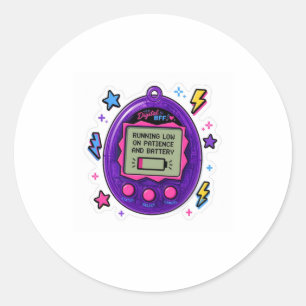 Sticker Rond Faible Niveau De Patience Et De Batterie Citation