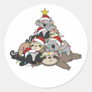 Sticker Rond Faille Koala Skunk Christmas Tree