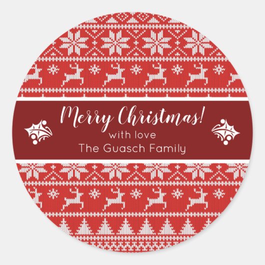 Sticker Rond Fair Isle Christmas (Devant)