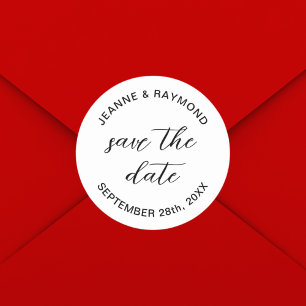 Sticker Rond Faire annonce de mariage simple et épurée Sauvegar