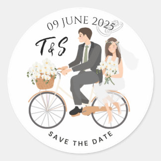 Sticker Rond "Faire & Blanc Illustratif Épargnez La Date