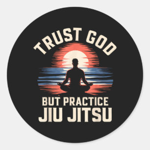 Sticker Rond Faire confiance à Dieu Pratique Jiu Jitsu chrétien