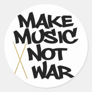 Sticker Rond Faire de la musique pas de la guerre (batterie)