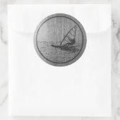 Sticker Rond Faire de la planche à voile (Sac)