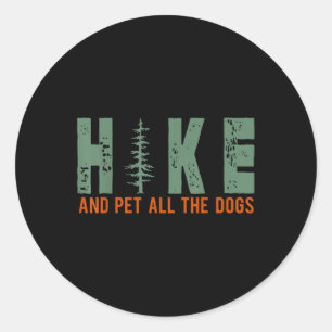 Sticker Rond Faire De La Randonnée Et Caresser Tous Les Chiens