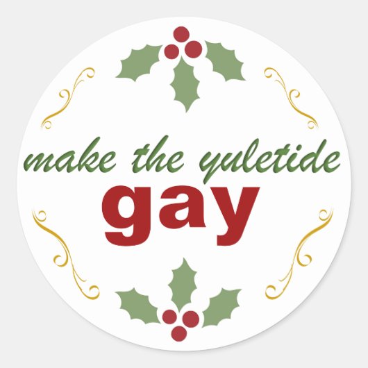 Sticker Rond faire de l'autocollant gay yuletide (Devant)