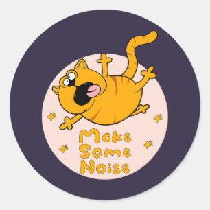 Sticker Rond Faire du bruit Kawaii Funny orange cat saut