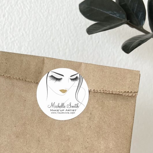 Sticker Rond Faire face à de longs cils Lash Extensions