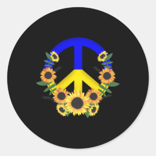 Sticker Rond Faire la paix et tournesols pour l'Ukraine - Prian
