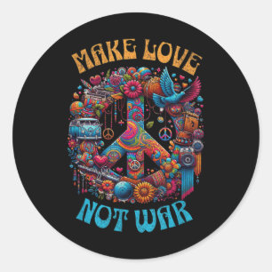 Sticker Rond Faire l'amour pas la guerre - 60s les années 70 Hi