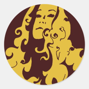 Sticker Rond Faire l'amour pas la guerre hippie fille