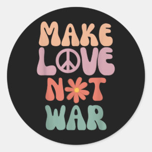 Sticker Rond Faire l'amour pas la guerre Hippie les années 70 l