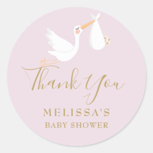 Sticker Rond Faire livrer la cigogne Baby Shower/Sprinkle
