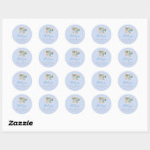 Sticker Rond Faire part de Baby Shower Boho Blue Herbe de Pampa (Feuille)