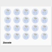 Sticker Rond Faire-part de Baby Shower Boho Blue Herbe de Pampa (Feuille)