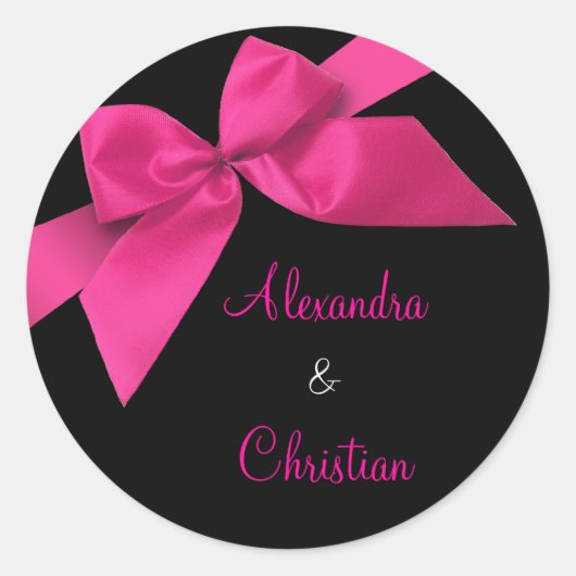 Sticker Rond Faire-part de Faire-part de mariage rose (Devant)