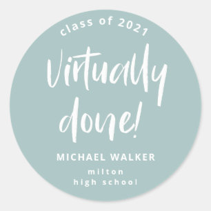 Sticker Rond faire-part de graduation virtuellement fait classi