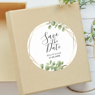 Sticker Rond Faire-Part de Mariage aux Feuilles Botaniques Colo