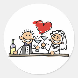 Sticker Rond Faire-part de mariage Bride Groom RSVP Enregistrer