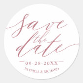 Sticker Rond Faire-part de mariage chic script (Devant)