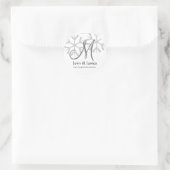 Sticker Rond Faire-part de mariage d'hiver Monogramme M Sceau (Sac)