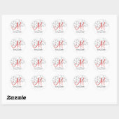 Sticker Rond Faire-part de mariage d'hiver Monogramme M Sceau (Feuille)