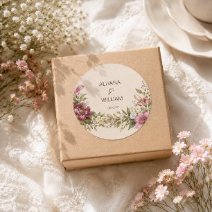 Sticker Rond Faire-part de mariage élégant romantique avec mono