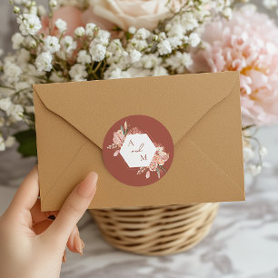 Sticker Rond Faire-part de mariage en terre cuite et ivoire à m
