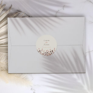 Sticker Rond Faire-part de mariage Fleur sauvage Boho