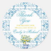 Sticker Rond Faire-part de mariage méditerranéen Trellis au cit (Devant)