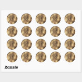 Sticker Rond Faire-part de mariage Monogram M Bronze (Feuille)