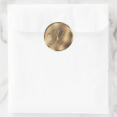 Sticker Rond Faire-part de mariage Monogram M Bronze (Sac)