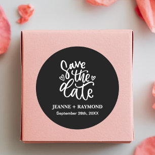 Sticker Rond Faire-part de mariage noir personnalisé et élégant