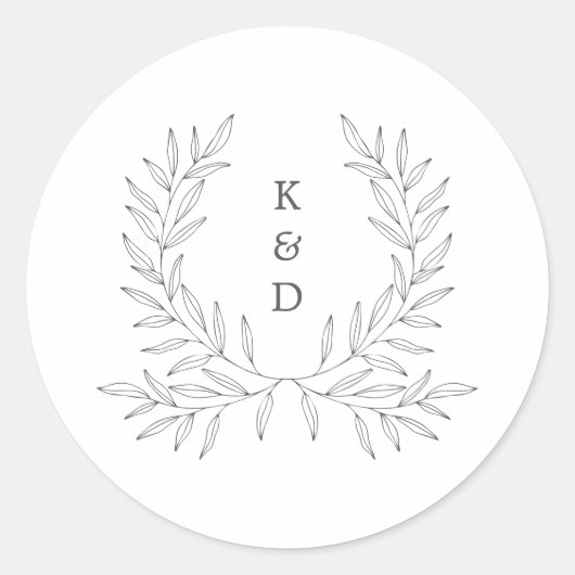 Sticker Rond Faire-part de mariage officiel de Laurel minimal K (Devant)
