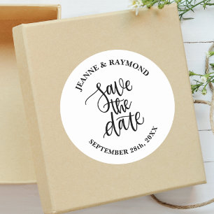 Sticker Rond Faire-part de mariage personnalisé avec lettrage p