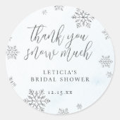 Sticker Rond Faire Part de Mariage Remerciements Flocons de Nei (Devant)