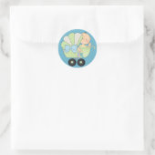 Sticker Rond Faire-Part de Naissance Bébé+Fair Bébé Mignon/Bleu (Sac)