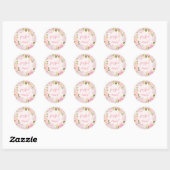 Sticker Rond Faire-part de naissance de nouvelles Joyeux Roses  (Feuille)