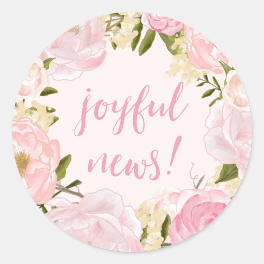 Sticker Rond Faire-part de naissance de nouvelles Joyeux Roses  (Devant)