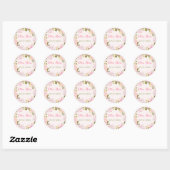Sticker Rond Faire-part de naissance rose personnalisé Rose aqu (Feuille)