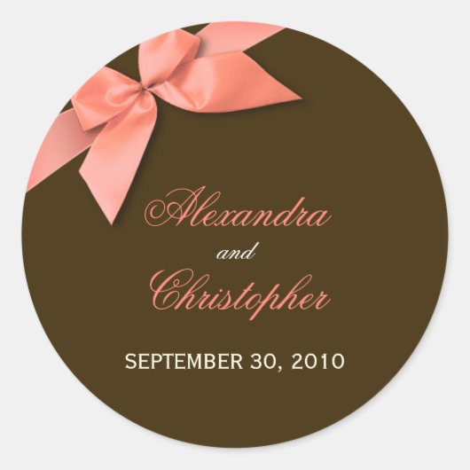 Sticker Rond Faire-part du ruban rouge corail (Devant)