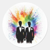 Sticker Rond Faire-part Explosion Arc-en-ciel (Devant)