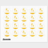 Sticker Rond Faire-part jaune simple de mariage de papillon (Feuille)